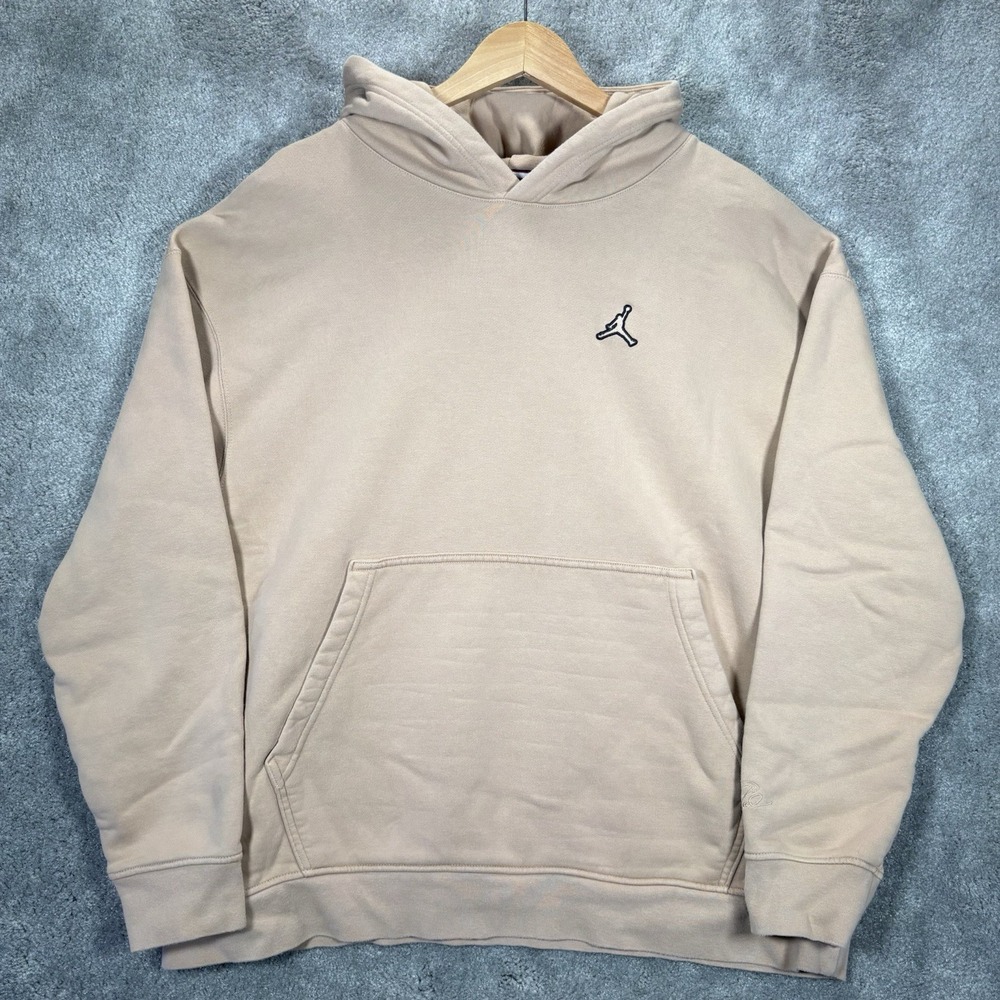 Nike Air Jordan Hoodie Sweatshirt Mens 2XL Tan Essentials Fleece Pullover Gym